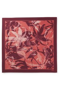Italian-made scarf in printed silk twill, Red Patterned