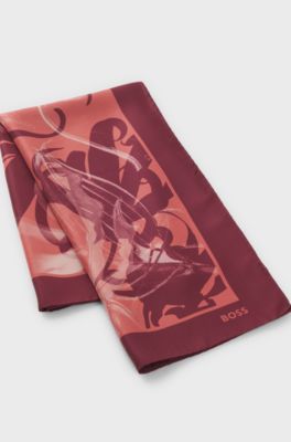 Silk scarf, Red Patterned