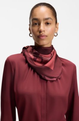 Silk scarf, Red Patterned