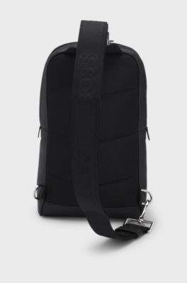 Structured mono-strap backpack with foil logo, Black