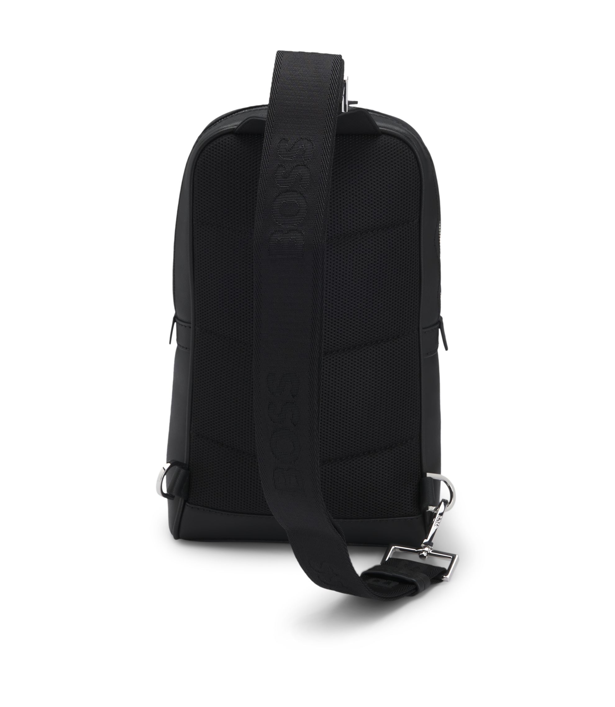 BOSS - Structured mono-strap backpack with foil logo - Black