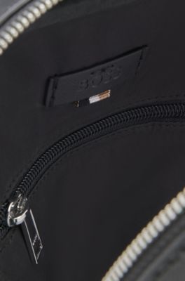 Structured mono-strap backpack with foil logo, Black