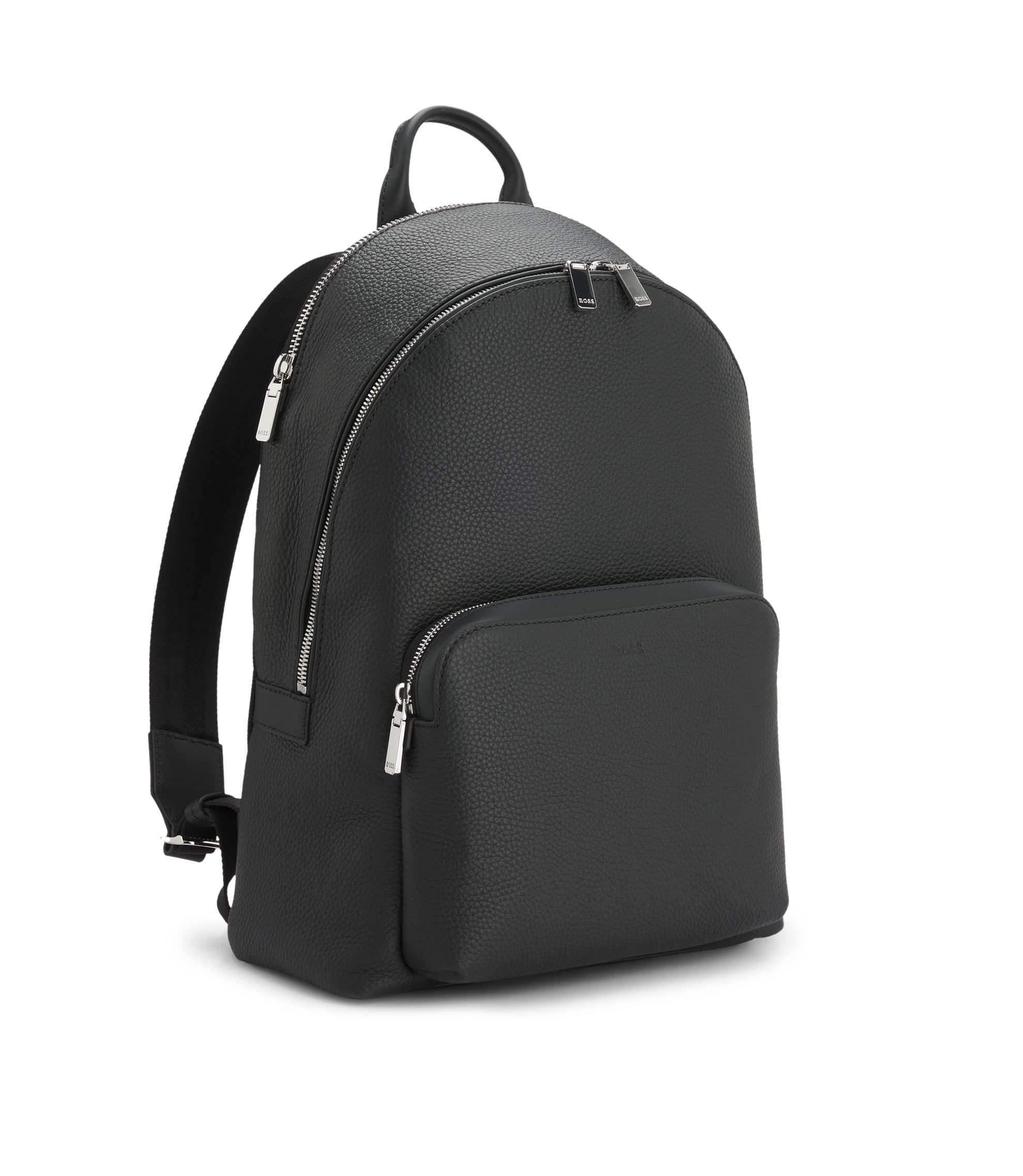 BOSS - イタリアングレインレザー バックパック エンボスロゴ - ブラック