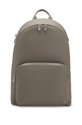 Grained Italian-leather backpack with embossed logo