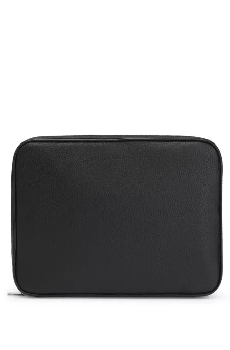Grained-Italian-leather portfolio case with signature details