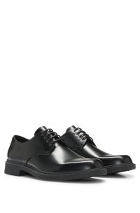 Chaussures derby en cuir avec œillets métalliques, Noir