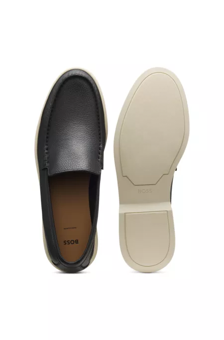 Mocassins en cuir foulonné avec logo