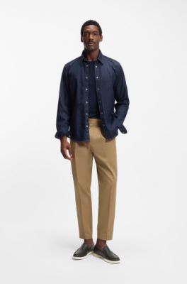 Tumbled-leather moccasins with logo detail, Black