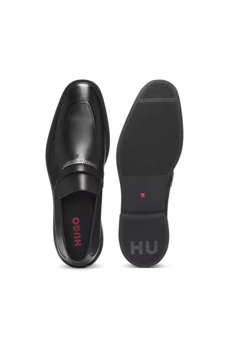 Leather loafers with logo hardware