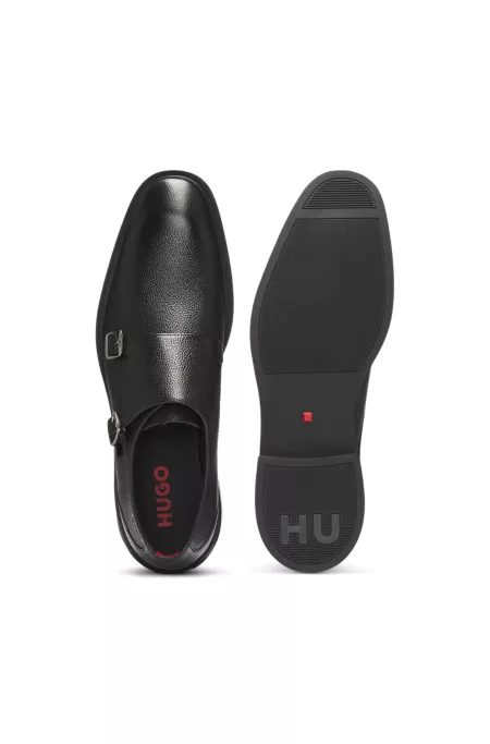 Double-monk shoes in grained leather