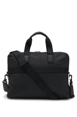 Document case with logo and signature stripe, Black