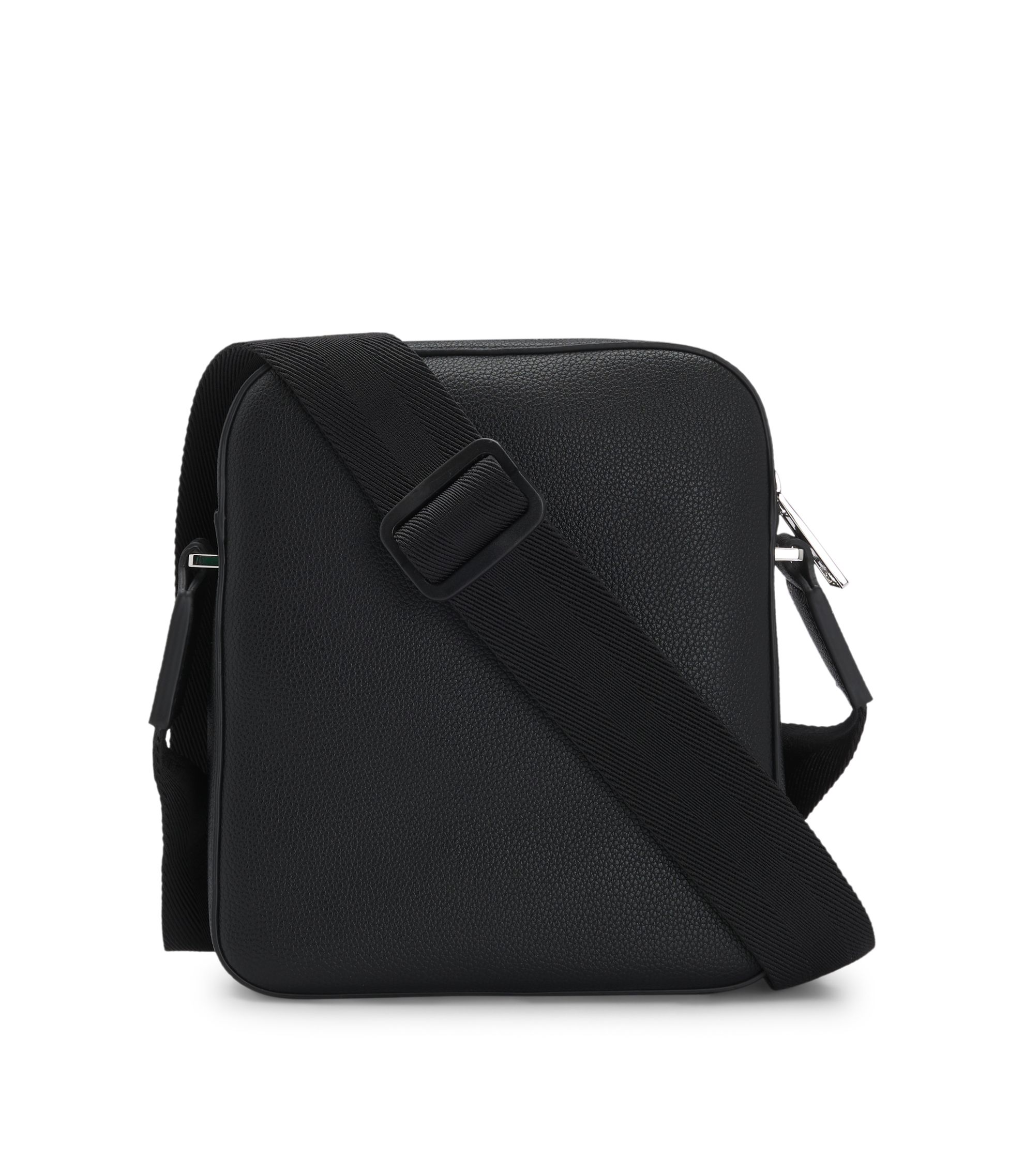 BOSS - Grained faux-leather reporter bag with embossed logo - Black