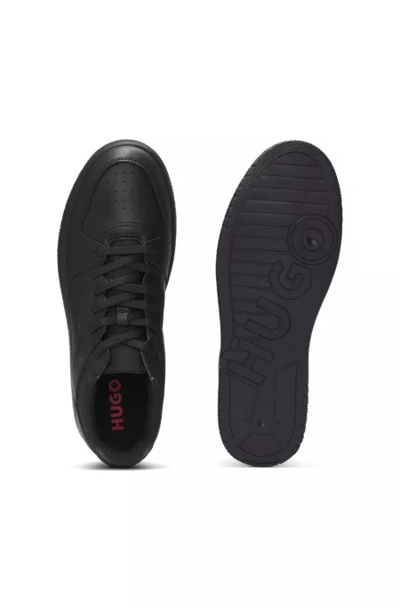 Faux-leather lace-up trainers with logo details