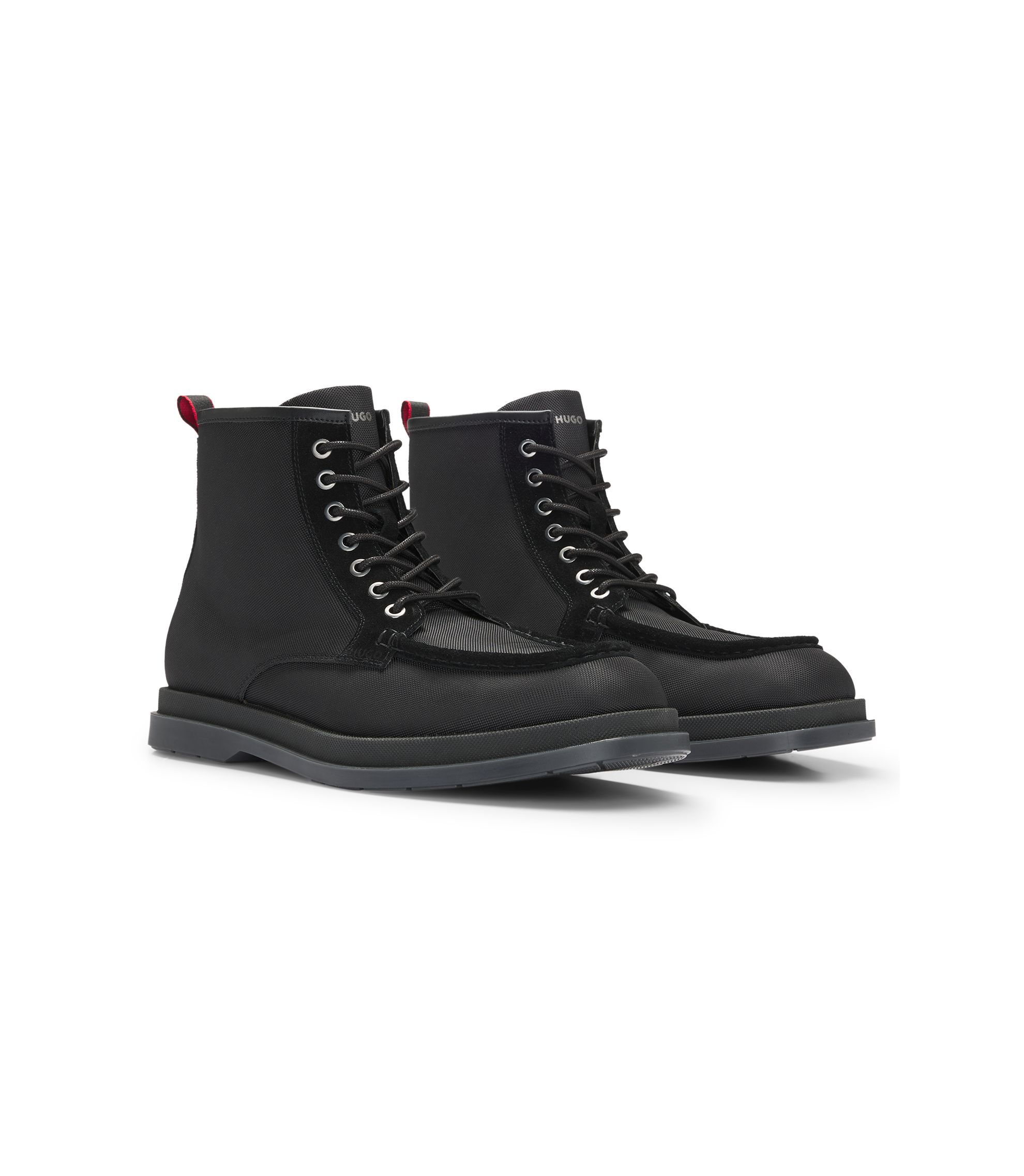 HUGO Textured-fabric half boots with suede trims Black