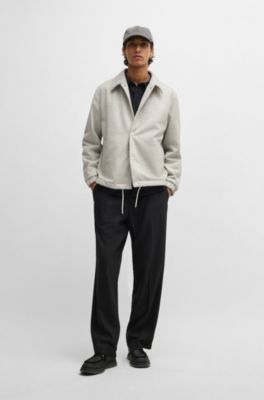 Textured-fabric half boots with suede trims, Black