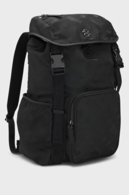 Backpack with tonal monogram jacquard, Black