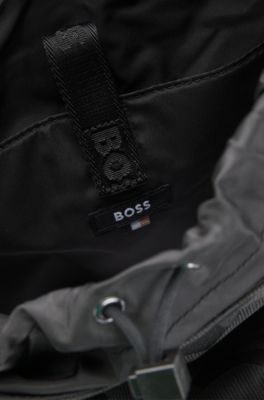 Backpack with tonal monogram jacquard, Black