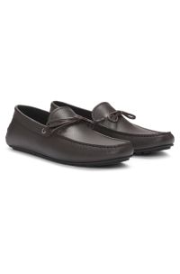 Grained-leather moccasins with driver sole, Dark Brown