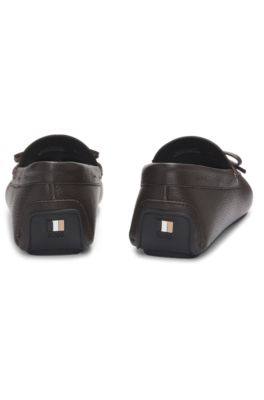 Grained-leather moccasins with driver sole, Dark Brown