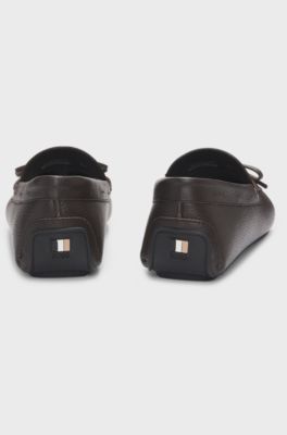 Grained-leather moccasins with driver sole, Dark Brown