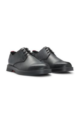 Leather Derby shoes with metallic eyelets, Black