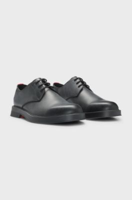 Leather Derby shoes with metallic eyelets, Black
