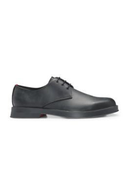 Leather Derby shoes with metallic eyelets, Black