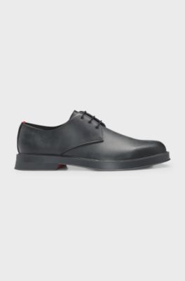 Leather Derby shoes with metallic eyelets, Black