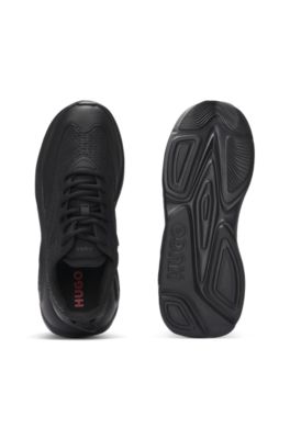 Mixed-material trainers with monogrammed uppers and EVA outsole, Black