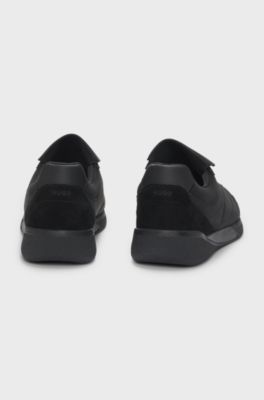 Nubuck-effect trainers with foldover tongue, Black