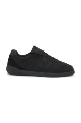 Nubuck-effect trainers with foldover tongue, Black