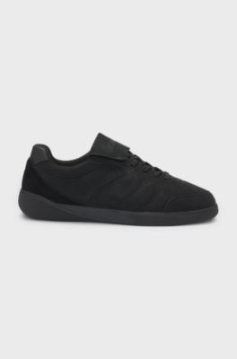 Nubuck-effect trainers with foldover tongue, Black