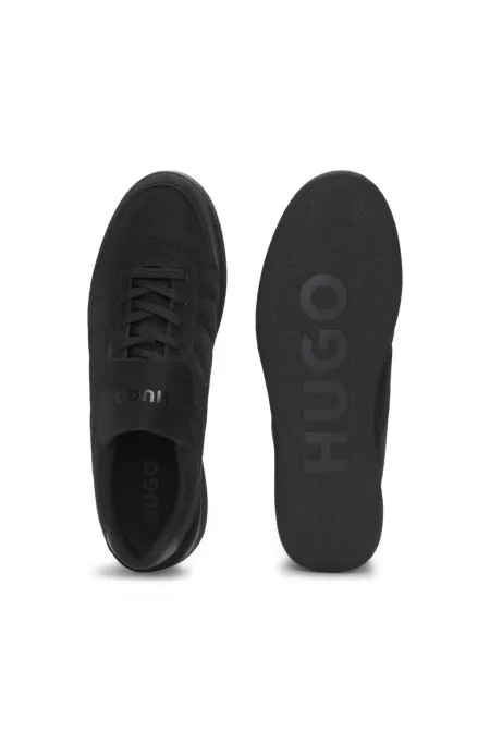 Nubuck-effect trainers with foldover tongue