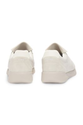 Nubuck-effect trainers with foldover tongue, Light Beige