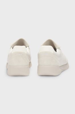 Nubuck-effect trainers with foldover tongue, Light Beige