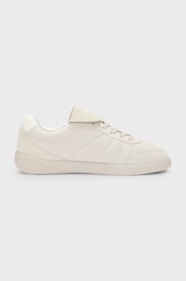 Nubuck-effect trainers with foldover tongue, Light Beige