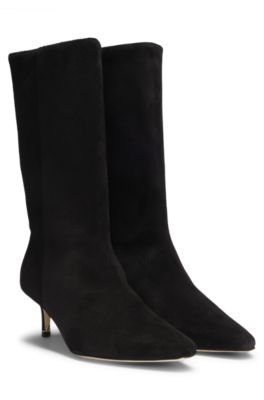 Suede boots with Double B monogram, Black