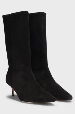 Suede boots with Double B monogram, Black