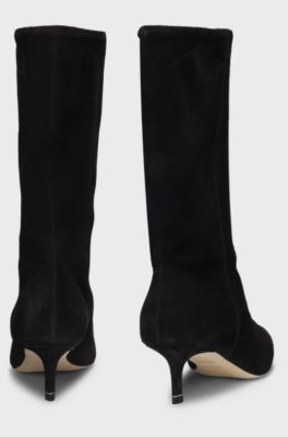 Suede boots with Double B monogram, Black