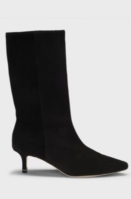 Suede boots with Double B monogram, Black