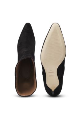 Suede boots with Double B monogram, Black