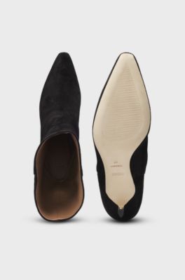 Suede boots with Double B monogram, Black