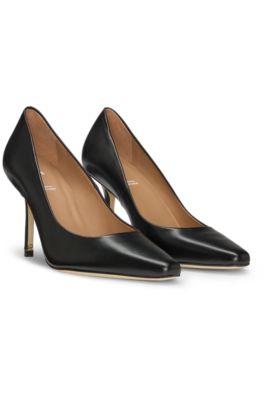 Leather pumps with Double B monogram trim, Black