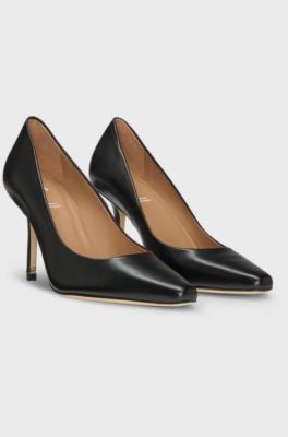 Leather pumps with Double B monogram trim, Black