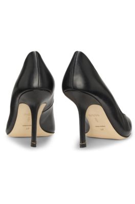 Leather pumps with Double B monogram trim, Black
