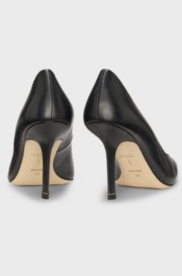 Leather pumps with Double B monogram trim, Black