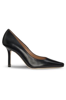 Leather pumps with Double B monogram trim, Black