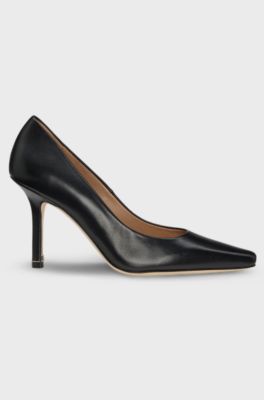 Leather pumps with Double B monogram trim, Black
