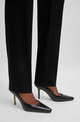 Leather pumps with Double B monogram trim, Black
