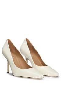 Leather pumps with Double B monogram trim, White